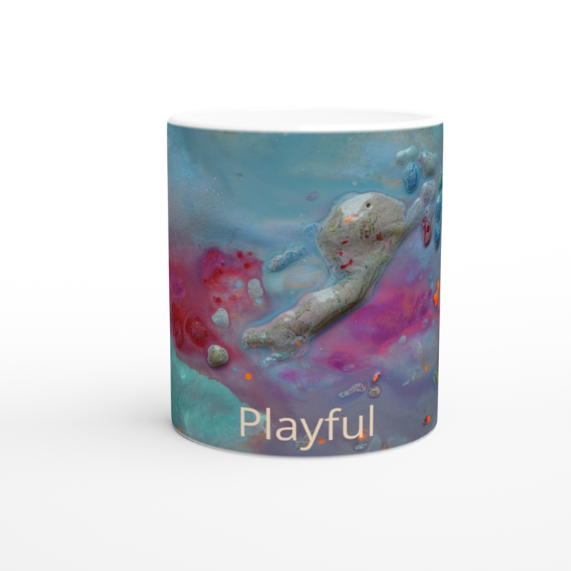 Playful Warrior by John - White 11oz Ceramic Mug with original art - £12.40 GBP