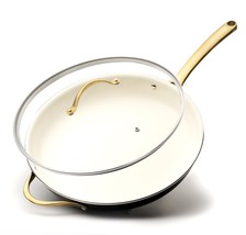 14&#39;&#39; Non-Stick Fry Pan With Lid  Durable Pan With Silicone Handle - £126.30 GBP