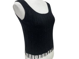 Vintage Black Cashmere Beaded Top Formal Holiday Cocktail/Party Wear 70s Look - £26.39 GBP