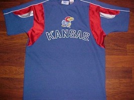 Kansas Jayhawks Basketball NCAA Big 12 Boys Red Blue Football Shirt L 10/12 - £7.74 GBP