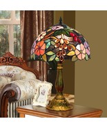 Grapes Flowers Style Tiffany Table Lamp Stained Glass for Home Decor 18" - $142.10