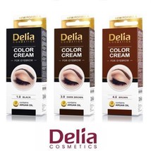 DELIA HENNA COLOUR CREAM EYEBROWS  15ml - Black , Brown , Dark brown - £3.17 GBP