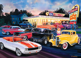 Hot rods classic American muscle cars diner ceramic tile mural medallion vintage - £71.05 GBP+