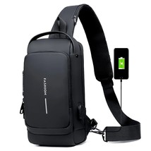 Fashion  Bag for Men Waterproof USB Man Crossbody Bag Anti-Theft Short Travel Me - £96.70 GBP