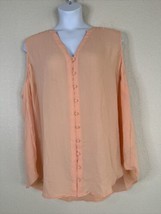 Torrid Womens Plus Size 5 (5X) Peach V-neck Button Up Shirt Sleeveless - £14.00 GBP
