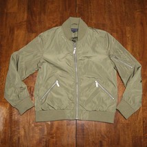 French Connection Bomber Jacket Mens M Solid Green Full Zip - $16.48