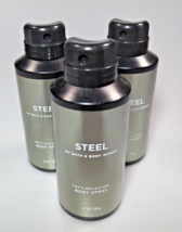 x3 Bath and Body Works STEEL Body Spray for Men 3.7 FL OZ Retired Scent NEW - £40.17 GBP