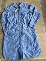 Uniqlo Pintuck Long sleeve shirt dress cotton blue Women size M - £33.90 GBP