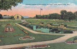 Sunken Garden Mitchell Park Milwaukee Wisconsin WI 1948 Postcard B17 - £2.39 GBP