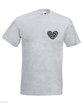 Mens T-Shirt Leopard Skin Heart, Animal Shape Shirts, Skin Print Shirt - $24.74