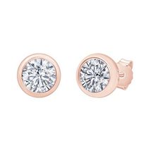 1-4 carat Round Bezel Set Moissanite Stud Earrings for Men Women in 18K ... - $55.86+