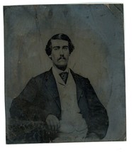 CIRCA 1860&#39;S 1.63X3 in TINTYPE With Civil War Tax Stamp Handsome Man Mustache - £21.97 GBP