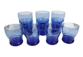 9 Libbey Cobalt Blue Juice Drink Wine Bar Glasses 4.25&quot; Tall  Weighted M... - $70.07