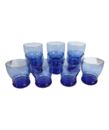 9 Libbey Cobalt Blue Juice Drink Wine Bar Glasses 4.25&quot; Tall  Weighted M... - £55.52 GBP