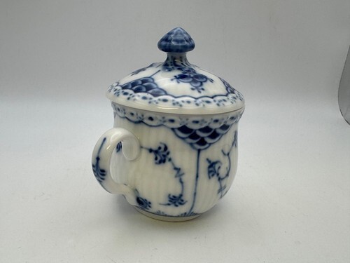 Royal Copenhagen BLUE FLUTED Half Lace Mustard Jar #743 #744 Item image 3