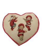 Handmade Vintage Valentines Day Card Heart Shaped Love Childrens Girl in Red - £5.96 GBP