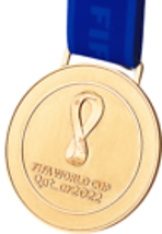 2022 World Cup Soccer Replica Winners &#39;Gold&#39; Medal with Silk Ribbon/Pouch - £15.80 GBP
