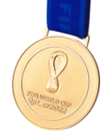 2022 World Cup Soccer Replica Winners &#39;Gold&#39; Medal with Silk Ribbon/Pouch - £15.69 GBP