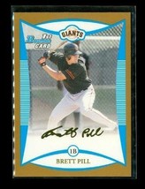 2008 Topps 1ST Bowman Gold Baseball Card BP22 Brett Pill San Francisco Giants - £6.61 GBP
