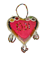 1931 Native American Beadwork Heart-Shaped Pin Cushion Art Whimsy  - £130.20 GBP