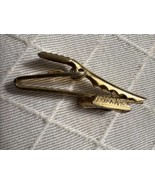 Tie Clip Amber Glass Stone Vintage Gold Tone - $20.77 CAD
