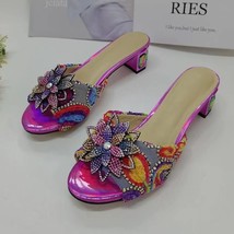 Ower rhinestone sandals woman open toe crystal high heel shoes lady sexy mules slippers thumb200