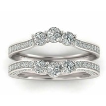 2CT Moissanite Rond Diamant Mariage Rehausseur Drapé Garde Bande Argent Sterling - $164.89