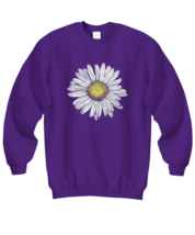 Flower Sweatshirt Daisy Hand Drawn, Wildflower Purple-SS  - £20.35 GBP