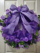 Purple, Lavender, Rose Wreath, Farmhouse, Jumbo Size, Floral, Everyday W... - $55.75