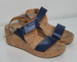 Korks Kork-Ease 9 Sandals Platform Wedge Ankle Strap Leather Blue Open Toe - £23.50 GBP