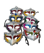 8 Colorful Glittered White Silver Gold Masks Mardi Gras Masquerade Lot - $452.50 MXN