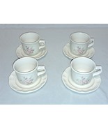 4 Pfaltzgraff Tea Rose Stoneware Coffee Tea Cups w/ Saucers Mugs - $9.00