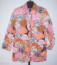 NWT Harve Benard by Bernard Holtzman Pink &amp; Brown Floral Print Rain coat Size 8 - £23.32 GBP