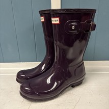 Hunter Original Short Rain Boot Women&#39;s Size 8 Purple Grape Boots - £54.50 GBP