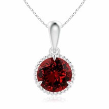 ANGARA Lab-Grown Rope-Framed Claw-Set Ruby Pendant in Silver (8mm,2.1 Ct) - £491.87 GBP