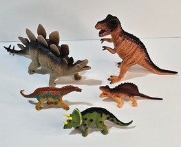 Dinosaur Figures Toy Lot of 5 Two Medium Sized and 3 Small Sized Some Vi... - $8.55