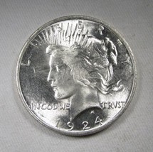 1924 Silver Peace Dollar CH UNC AM726 - $58.41