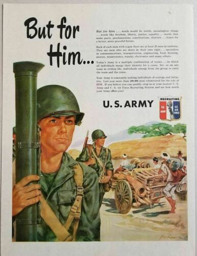 Primary image for 1951 Print Ad US Army & Air Force Recruiting Soldiers on the March