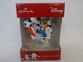 Disney/Hallmark Mickey Mouse Playing Soccer Christmas Ornament  - £11.76 GBP