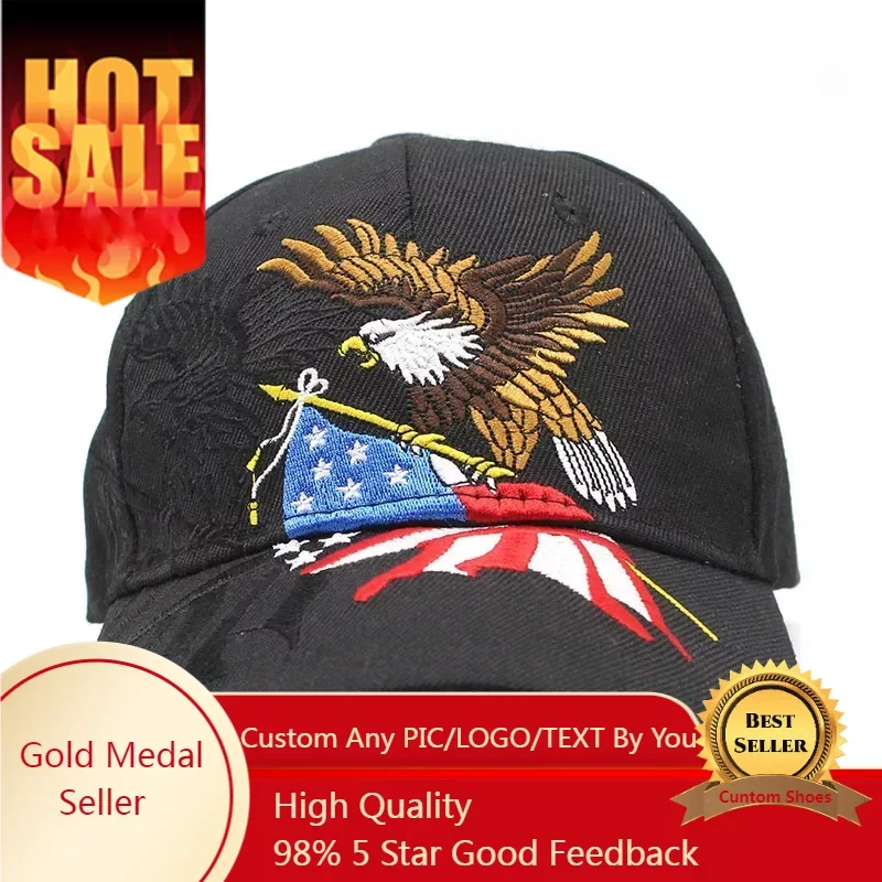 American Flag Embroidery Hat Mens Womens USA Sports Baseball Hats Hip Hop Trump - £24.55 GBP