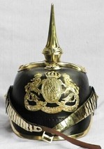 Medieval Black Leather Prussian Helmet German Long Spiked Helmet gift item new - £122.57 GBP