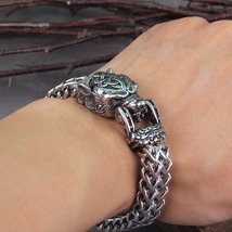 Viking Norse Bracelet Björn Bear Berserker Head Link Chain Arm ring Biker Gift - £39.90 GBP