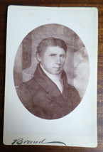 Antique 1880s Cabinet Card Litho of Man &quot;Ballou&quot; , Chicago IL, Handwriting Back - £15.65 GBP