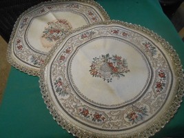 From GREECE...2 Antique Table Scarfs With Flowers 14&quot; Diameter - £12.08 GBP