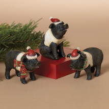 Gerson 3.5&quot; Hand Painted Resin Holiday Pig Figurine Tabletop Set Of 3 - £11.75 GBP