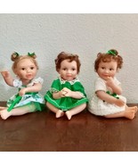 Adrienne Brown IRISH Baby Dolls Life Like Sculpture 3 Set Green White Ou... - $209.00