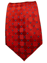 Tommy Hilfiger Designer Men&#39;s 100% Silk Red Navy Logo Neck Tie - £27.23 GBP
