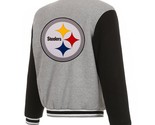 NFL Pittsburgh Steelers Reversible Full Snap Fleece Jacket JHD Embroider... - £107.90 GBP