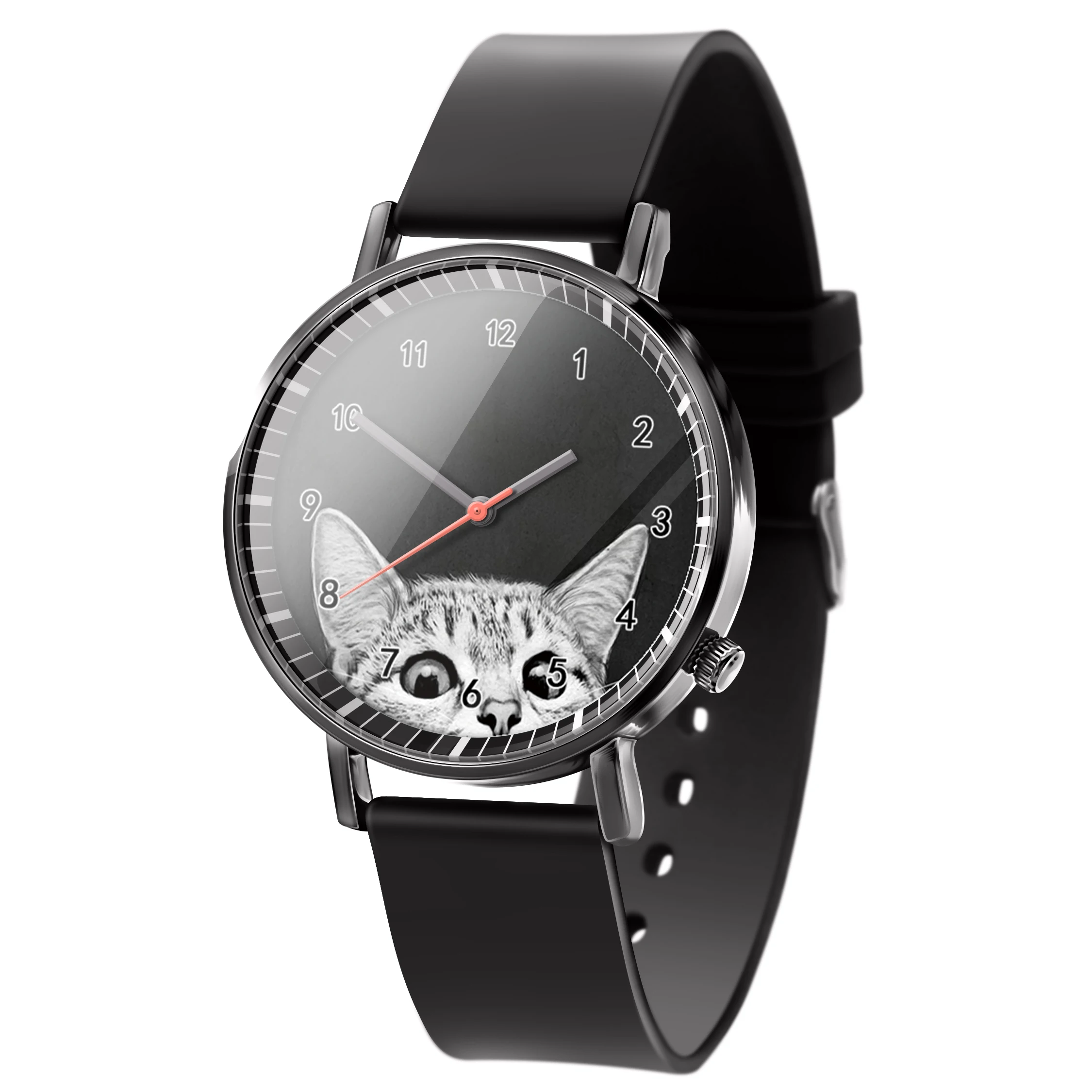 Creative Watch   Watch Cute Black and White Cat Dial Ladies Watch PVC Strap Men&#39; - £85.09 GBP