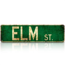 Elm Street Sign Vintage Sign - 16 X 4" Vintage Halloween Tin Signs Street Signs  - $14.74